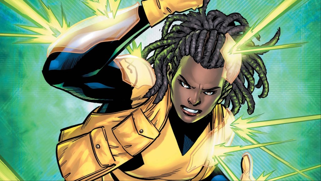 Cecelia Reyes getting show as bolts reflect off her force fields